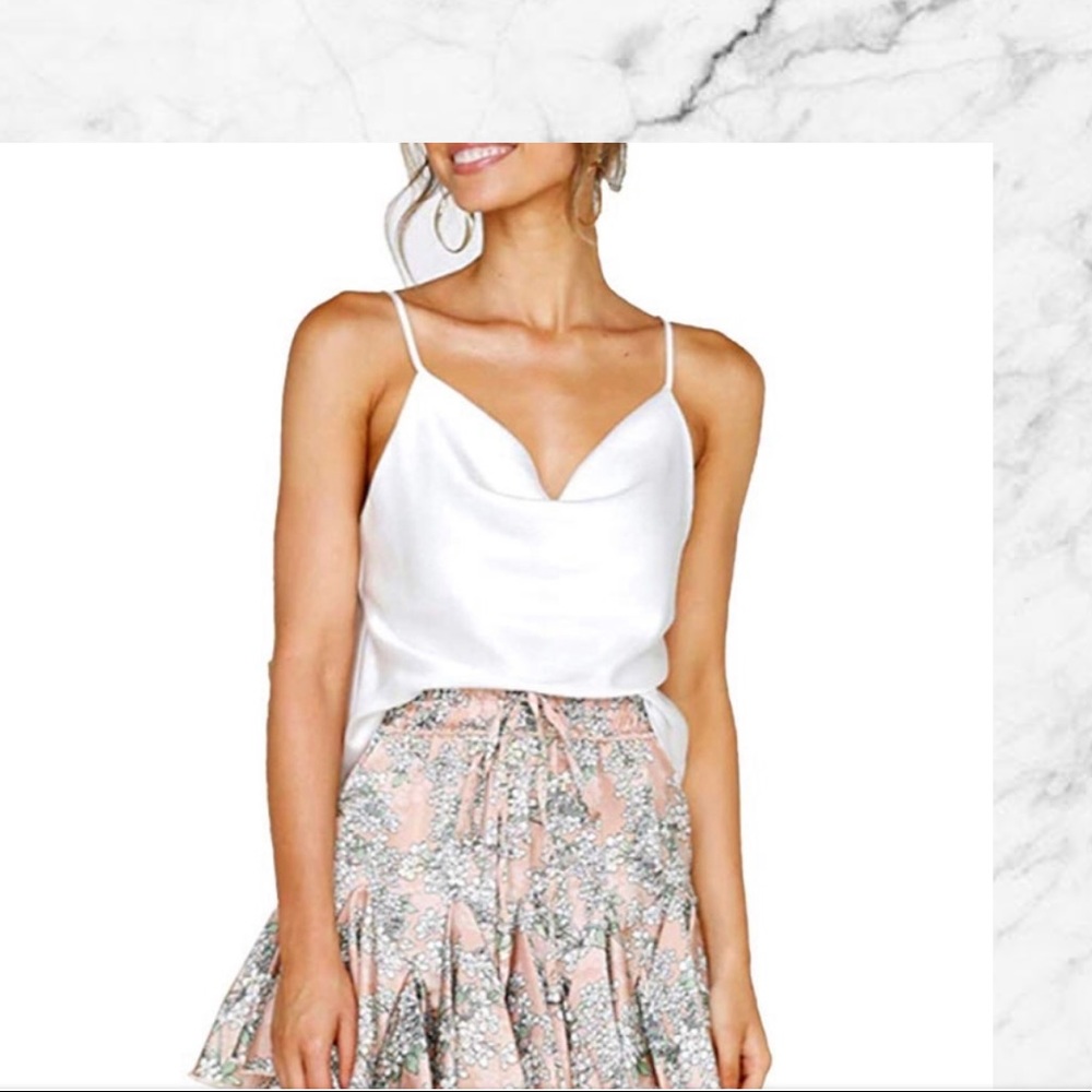Cowl Neck Satin Cami Silky Cami Tank Top Soft